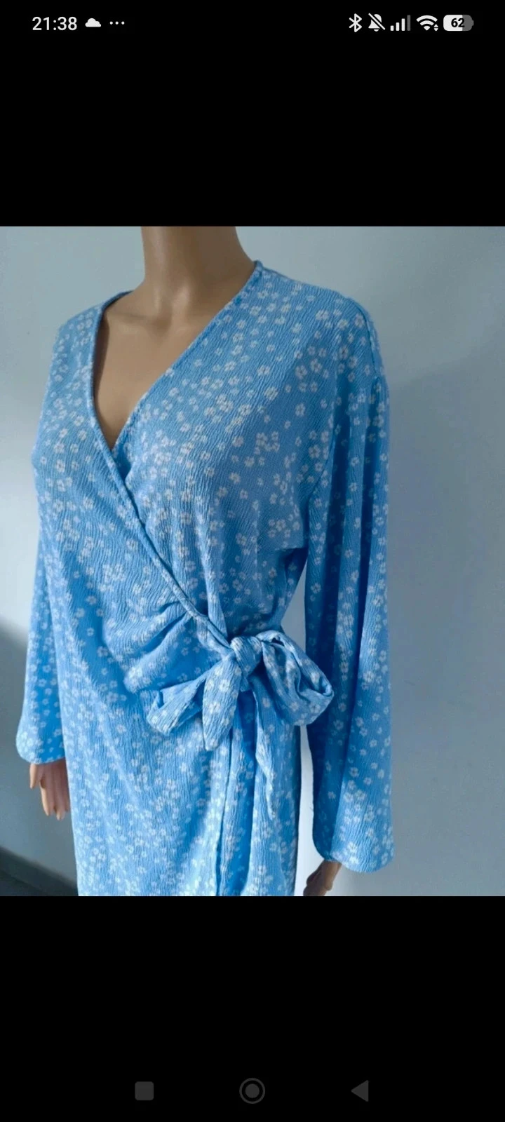 Robe portefeuille Esmara 38/40 bleue à fleurs manches longues – photo 7